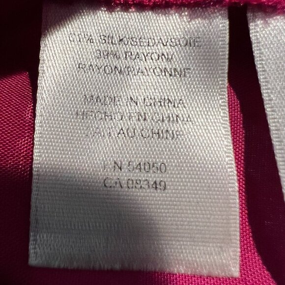 Anne Klein Fuschia Floral Silk Midi Dress w gold straps, Size 2 - Picture 15 of 16